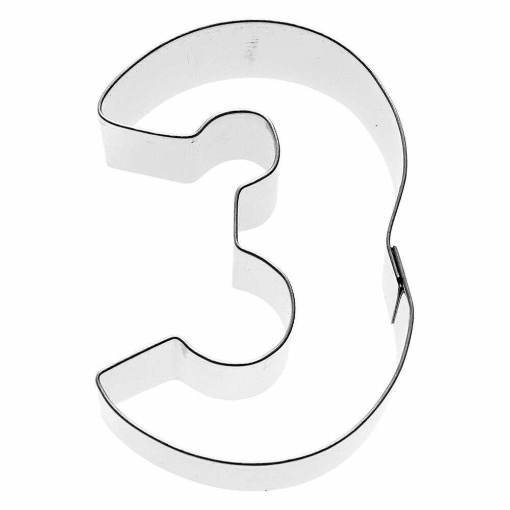 Birkmann Ausstechform Zahl 3, Ausstecher, Plätzchenform, Keks, Plätzchen, Edelstahl, 6 cm, 196582