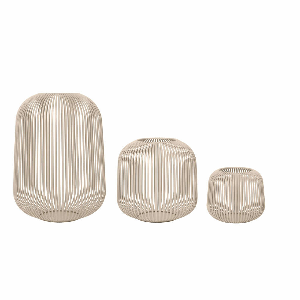 blomus -LITO- 3er Set Laterne aus hochwertigen Stahlstreben, wunderschöne Lichteffekte, Farbe Nomad