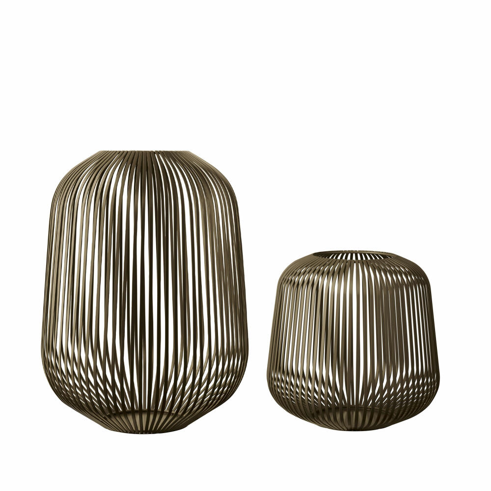 blomus -LITO- 2er Set Laterne aus hochwertigen Stahlstreben, wunderschöne Lichteffekte, Farbe Burned metal, metallic finish
