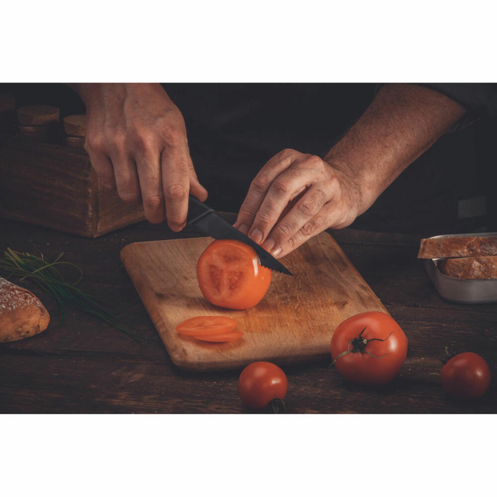 Nirosta Küchenmesser Wave gezahnt, Edelstahl, Kunststoff, Schwarz, 23 cm, 43733