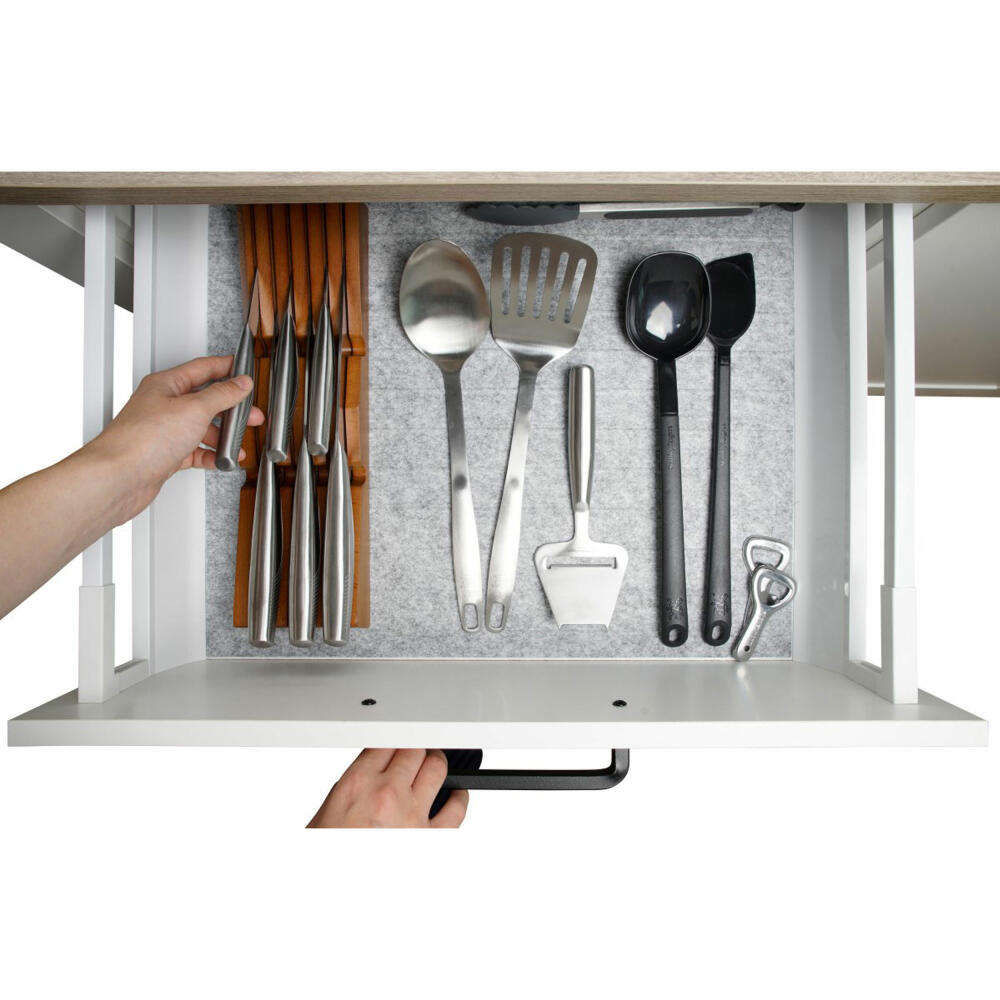 Nirosta Schubladeneinsatz Fair für 6 Messer, Messerablage, Buchenholz, Braun, 35 x 9.5 x 4.5 cm, 47999