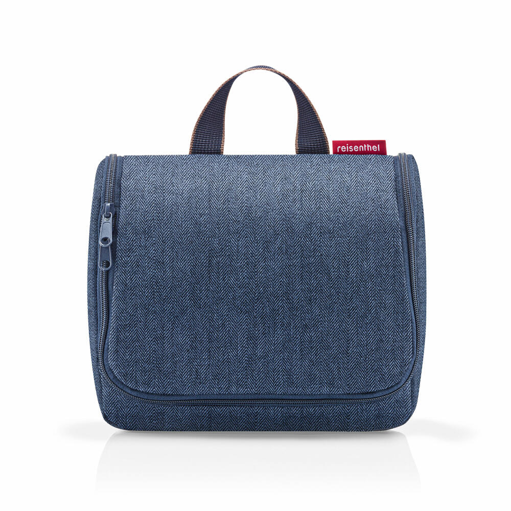 reisenthel toiletbag, Kosmetikbeutel, Kulturbeutel, Herringbone Dark Blue, 3 L, WH4113