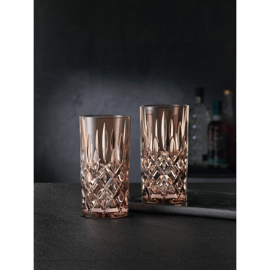 Nachtmann Noblesse long drink glass set, set of 2, water glass, long drink glass, crystal glass, tobacco, 395 ml, 105444