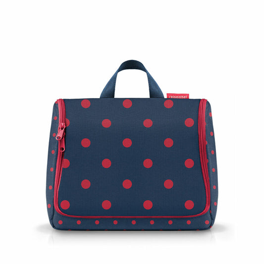 reisenthel toiletbag XL, toiletry bag, wash bag, cosmetic bag, hanging bag, polyester fabric, Mixed Dots Red, 4 L, WO3075
