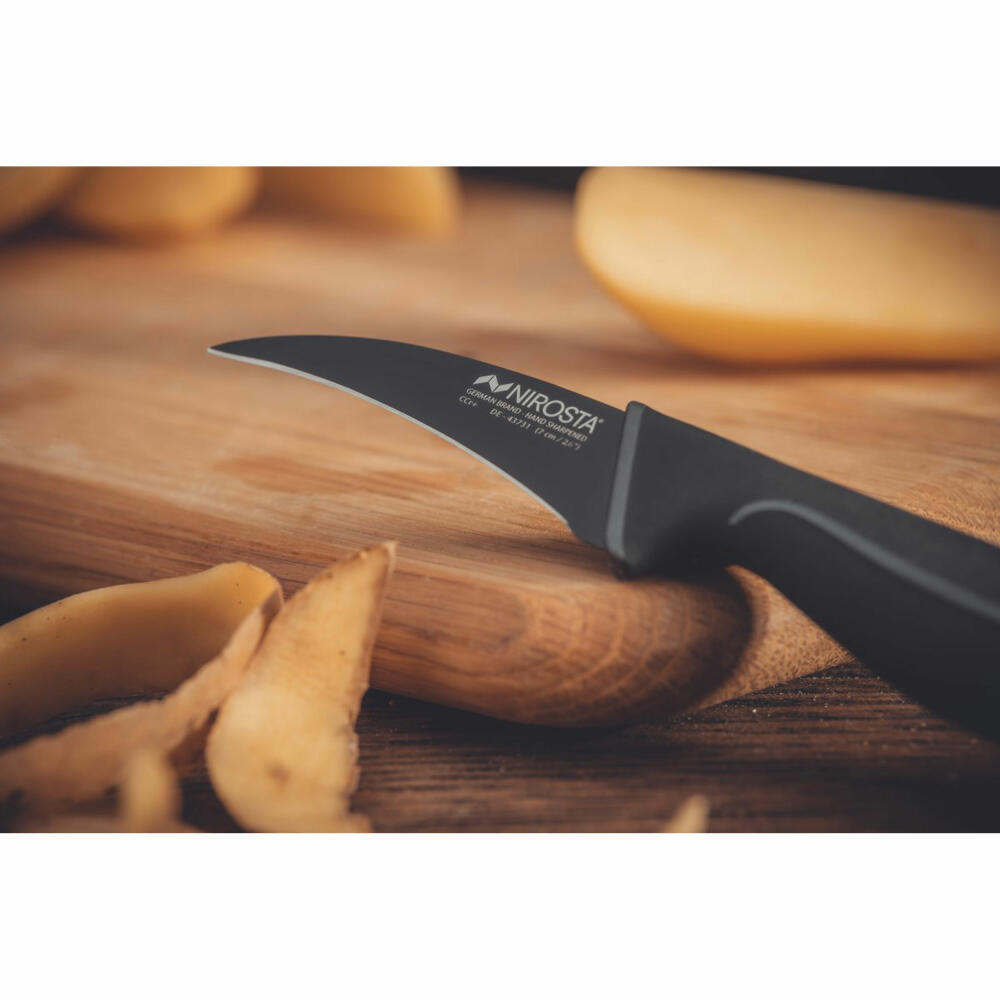 Nirosta Schälmesser Wave, Küchenmesser, Edelstahl, Kunststoff, Schwarz, 20 cm, 43731