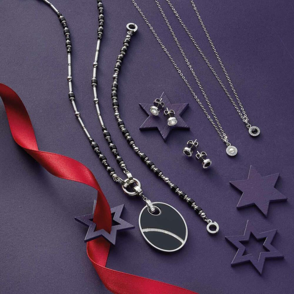 Leonardo Jewels Anhänger Cloela Clip & Mix, Kettenanhänger, Schmuckanhänger, Edelstahl, Onyx, Zirkonia, Schwarz, 023260