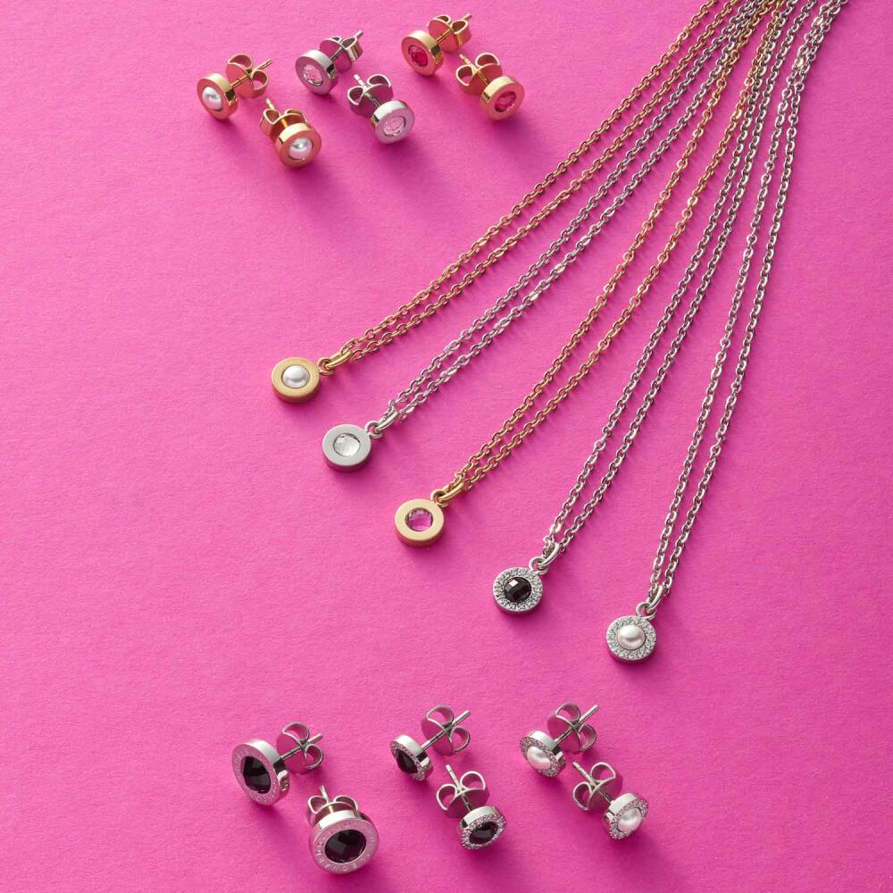 Leonardo Jewels Necklace Isa, Chain, Jewelry, Stainless Steel Chain, Stainless Steel, Imitation Pearl, Zirconia, White, 023346