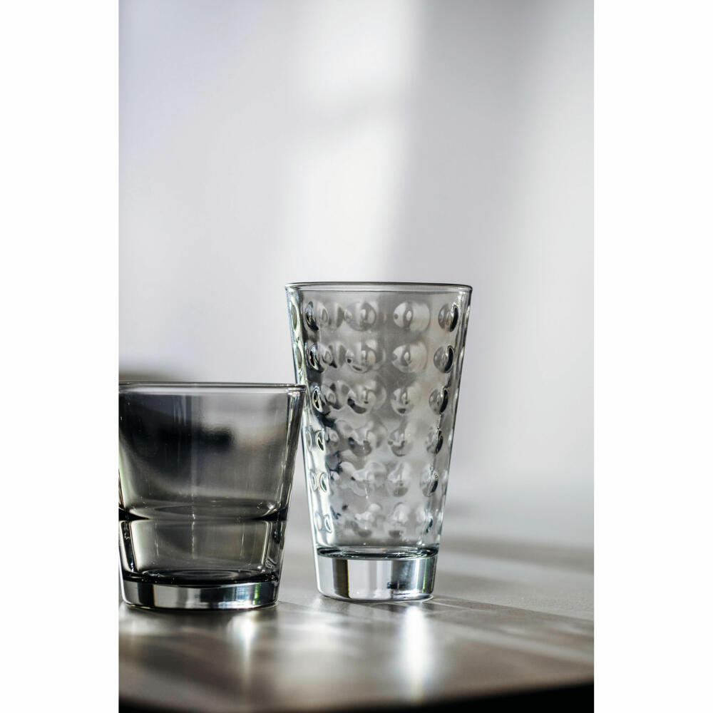 Leonardo Trinkglas Optic, Becher, Wasserglas, Kalk-Natron Glas, grau, 300 ml, 025899