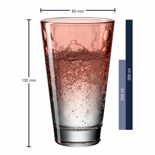 Leonardo Trinkglas Optic, Becher, Wasserglas, Kalk-Natron Glas, rot, 300 ml, 025902