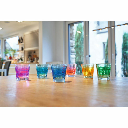 Leonardo drinking glass Vario Struttura 6 pieces assorted color gradient, mug, water glasses, soda-lime glass, multicolored, 250 ml, 026844