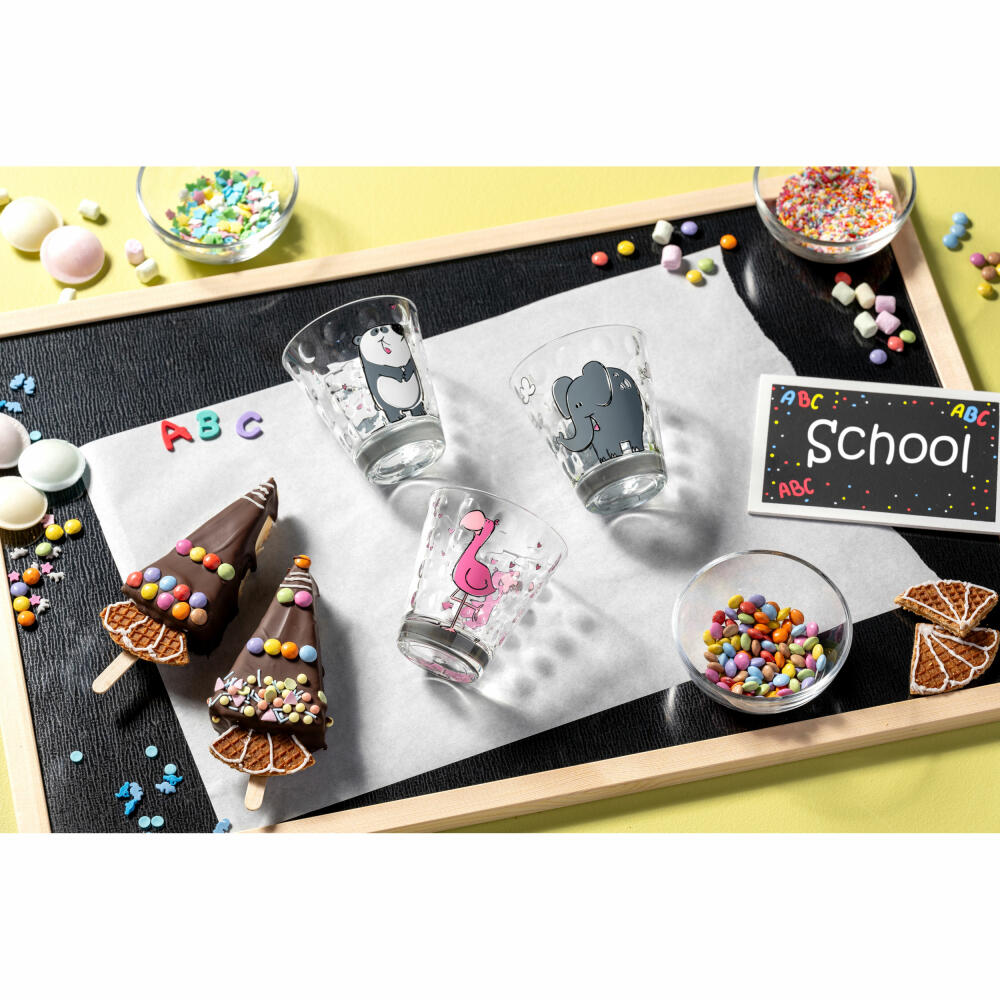 Leonardo children's cup Bambini Optic Panda, drinking cup, soda-lime glass, multicolored, 215 ml, 023554