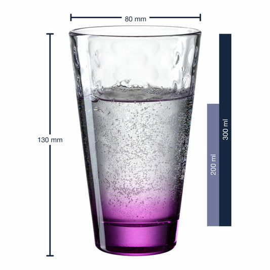 Leonardo Trinkglas Optic, Becher, Wasserglas, Kalk-Natron Glas, violett, 300 ml, 025914
