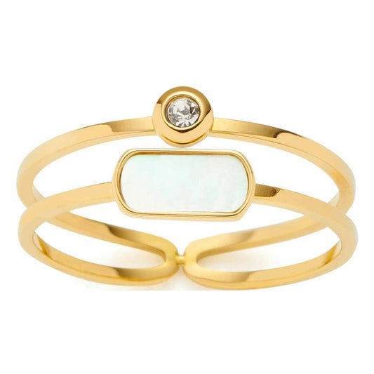 Leonardo Jewels Ring 16 Mela CIAO, Fingerring, Schmuck, Edelstahl IP Gold, MOP, Glas, 023326