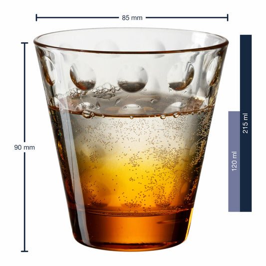 Leonardo Trinkglas Optic, Becher, Wasserglas, Kalk-Natron Glas, orange, 215 ml, 025919