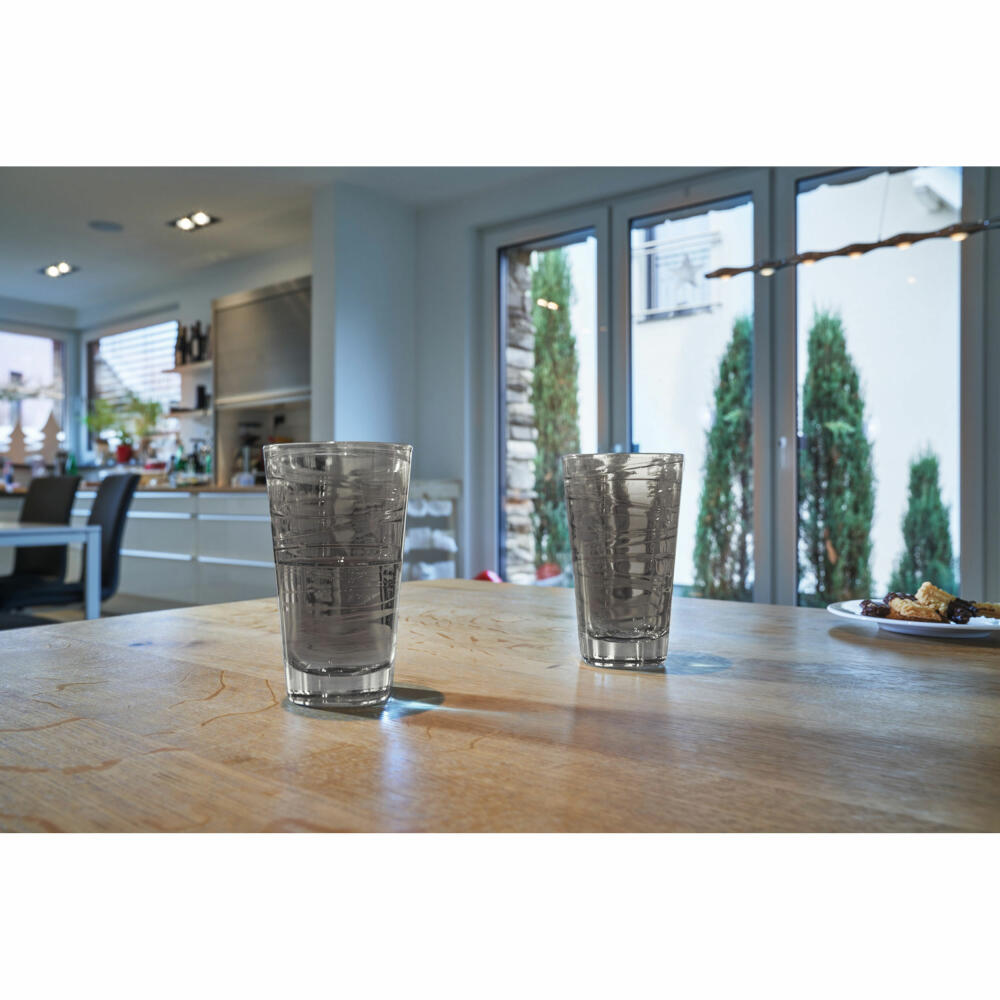 Leonardo drinking glass Vario Struttura, mug, water glass, soda-lime glass, anthracite, 280 ml, 026830