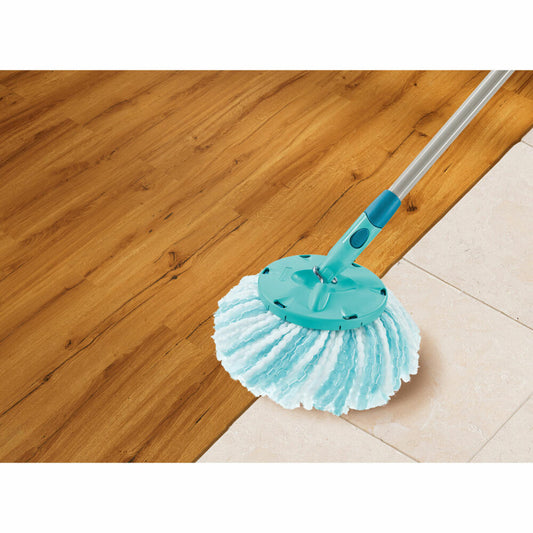 Leifheit 2er Set Ersatzkopf Clean Twist Disc Mop micro duo, Ersatz Wischkopf, Microfaser, Blau, Weiß, 52115