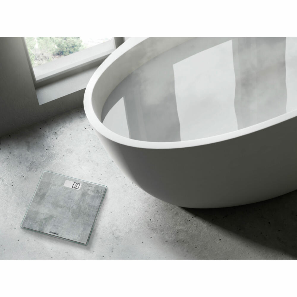 Soehnle Personenwaage Digital Style Sense Compact 300 Concrete, Körperwaage, Sicherheitsglas, LCD-Display, Grau, 63882