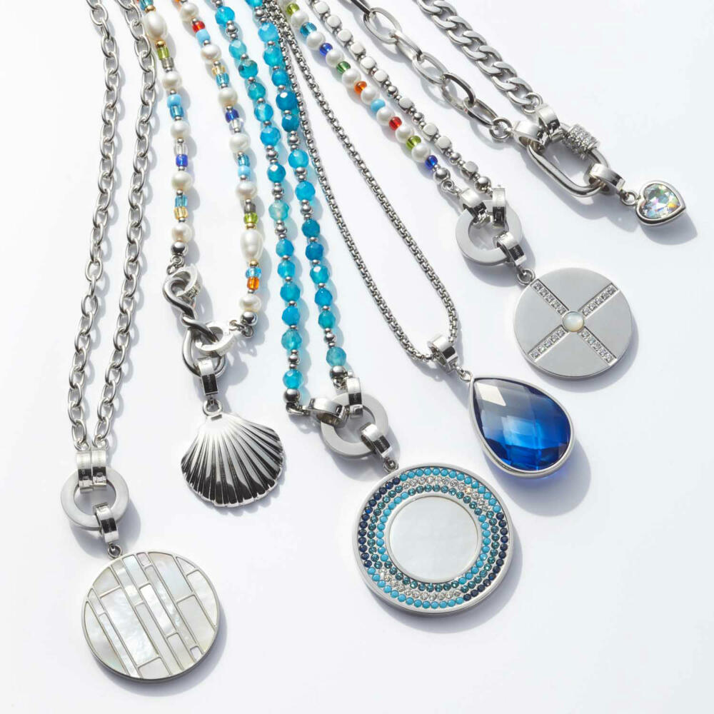 Leonardo Jewels Set Halskette 64 Davina, Kette, Halsschmuck, Schmuck, Edelstahl, MOP, Glas, Imitationsperle, Zirkonia, Mehrfarbig, 021755