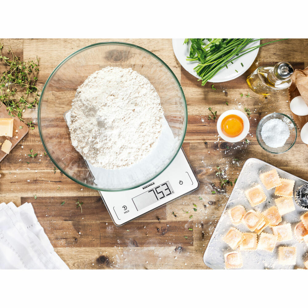 Soehnle Küchenwaage Digital Page Profi 300, Waage, Sicherheitsglas, LCD-Display, Stahl, Weiß, 61507