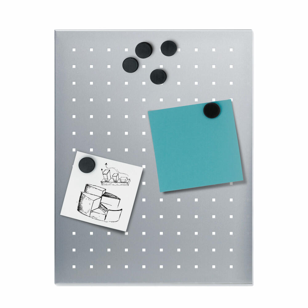 Blomus Magnettafel Muro, magnetische Tafel, Memoboard, Pinnwand, 40x30 cm, Edelstahl matt, gelocht, 66750
