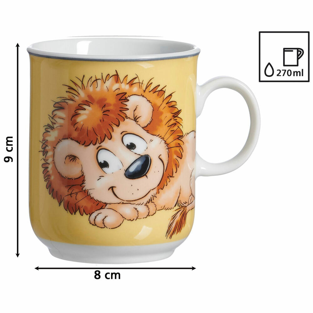 Ritzenhoff & Breker Happy Zoo Leo Kinder-Trink-Becher, Kinderbecher, Tasse, Kinder, Porzellan, 270 ml, 413199