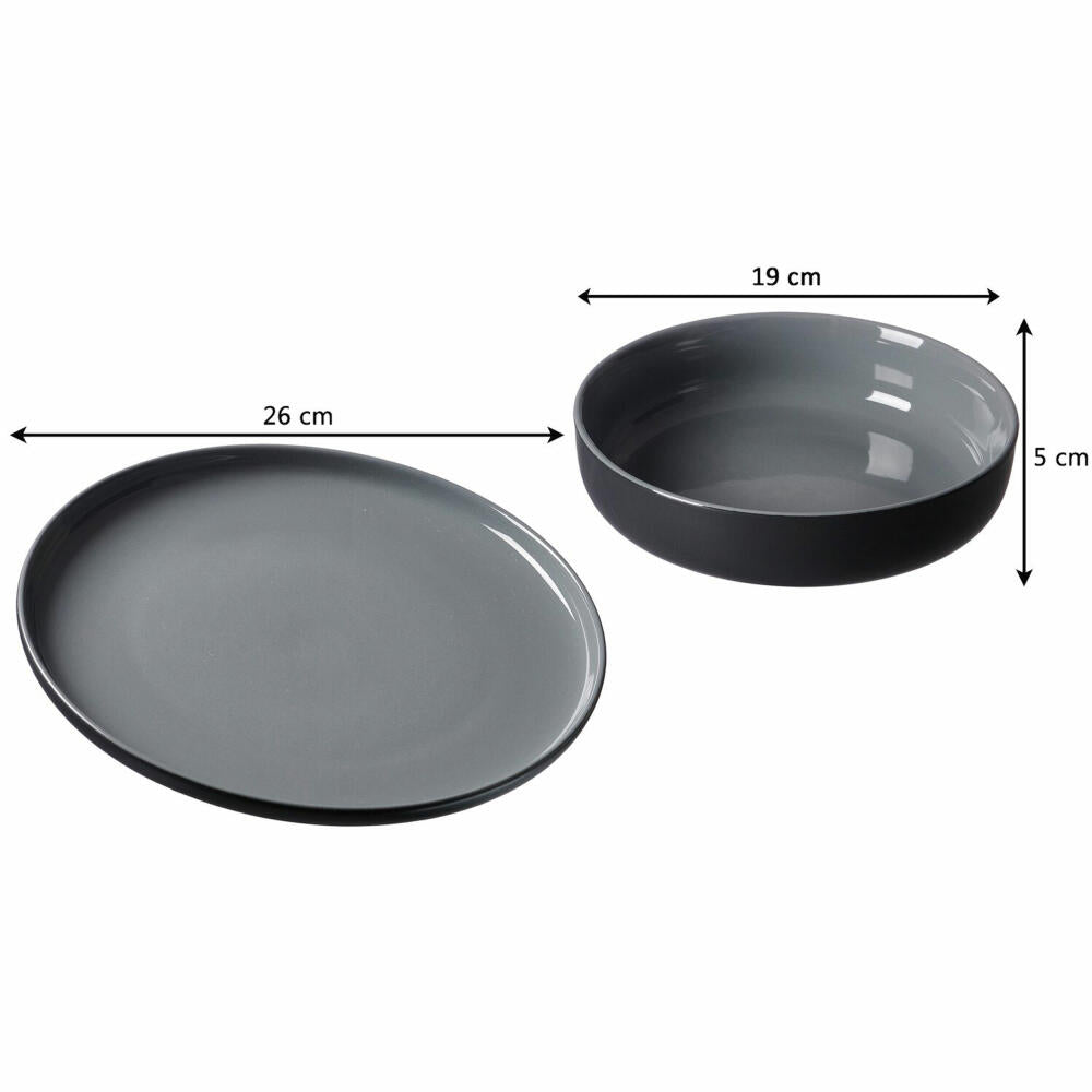 Ritzenhoff & Breker Jasper Tafelservice, 8-tlg., Geschirrset, Service, Steinzeug, Schwarz, 316612