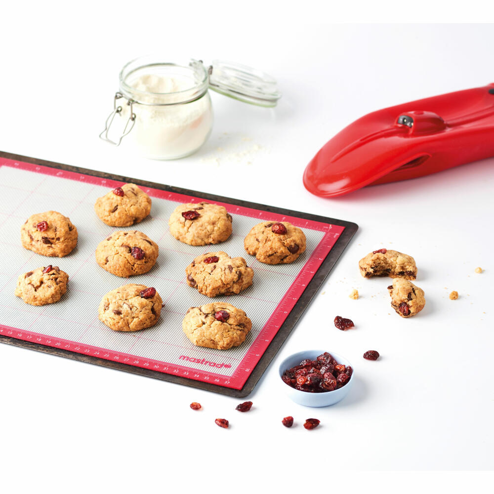 Mastrad baking mat, baking mat, dough mat, silicone mat, silicone, red, 40 x 30 cm, F45810