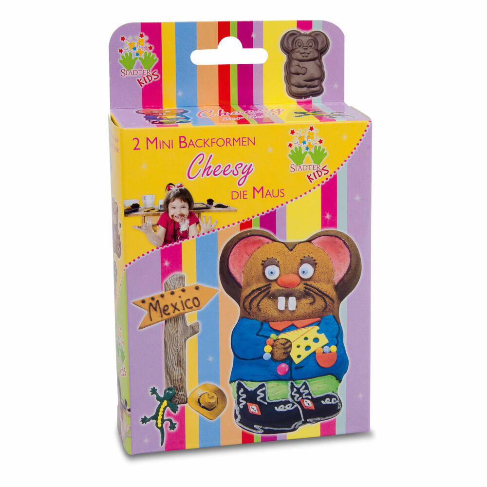 Städter KIDS Baking Pan Cheesy the Mouse Mini, Set of 2, Cake Baking Pan, Cake Pan, Metal, 7.5 x 10.5 x 3 cm, 598058