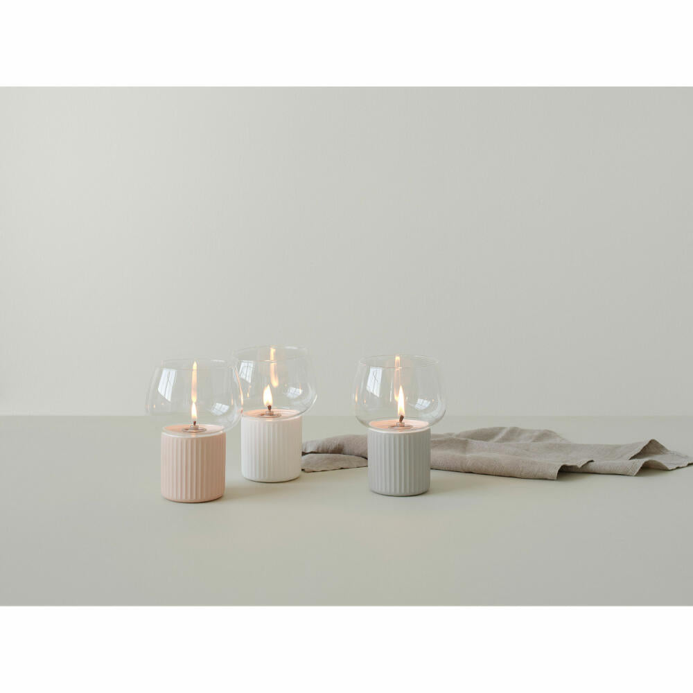 Rig-Tig lantern Hygge Hurricane, candle holder, borosilicate glass, ceramic, white, H 16 cm, Z00137