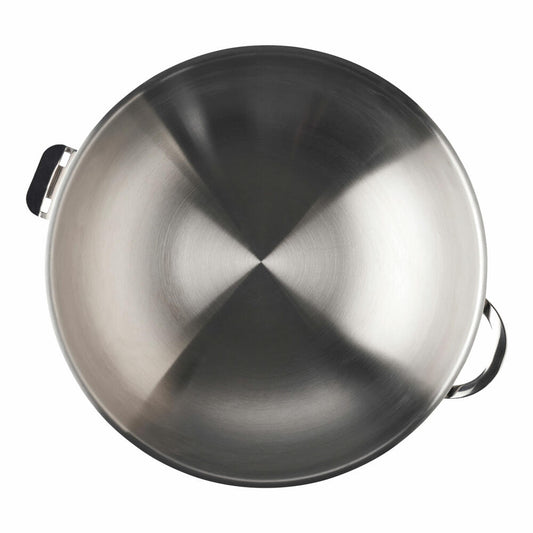 Mastrad OWok Gourmet Wok, Wok Pan, Frying Pan, Wok Bowl, Inox Steel, Silver, 32 cm, F63800