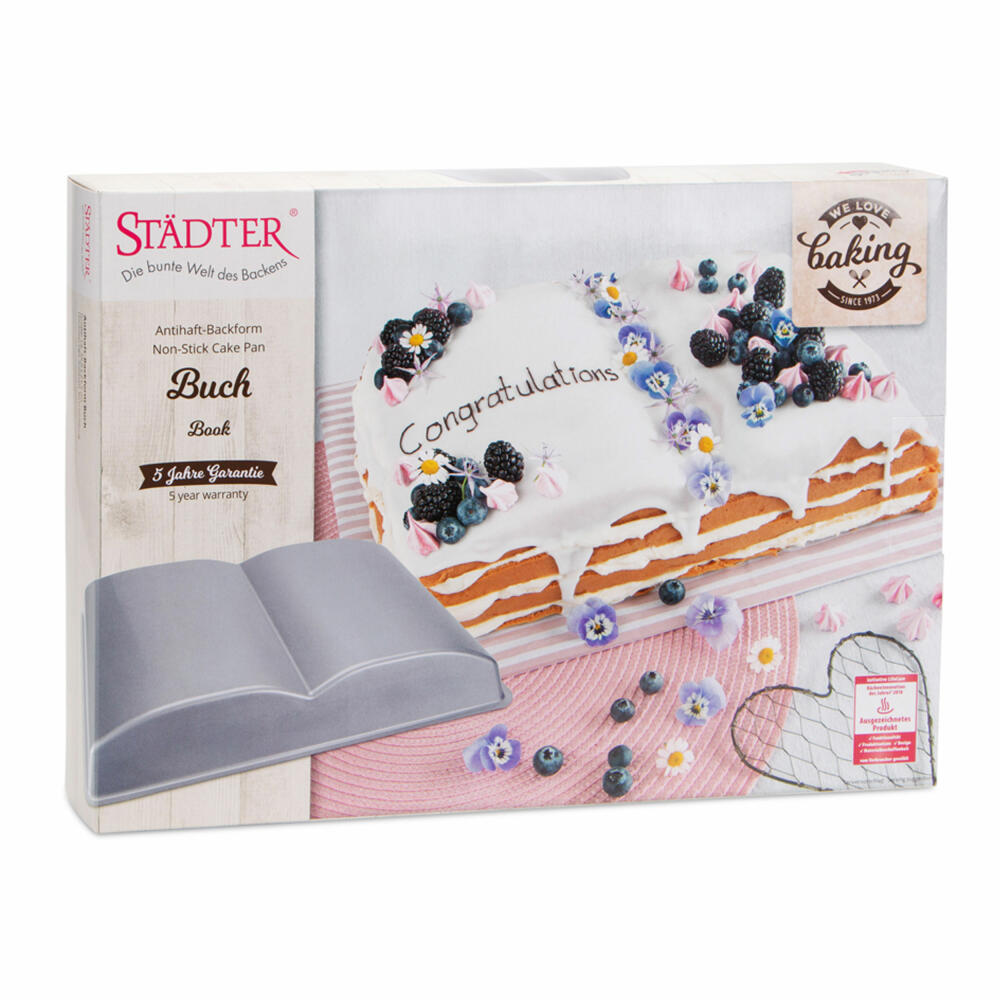 Städter We Love Baking Buch, Backform, Kuchenform, Kuchenbackform, Metall, 35 x 24.5 cm, 661172