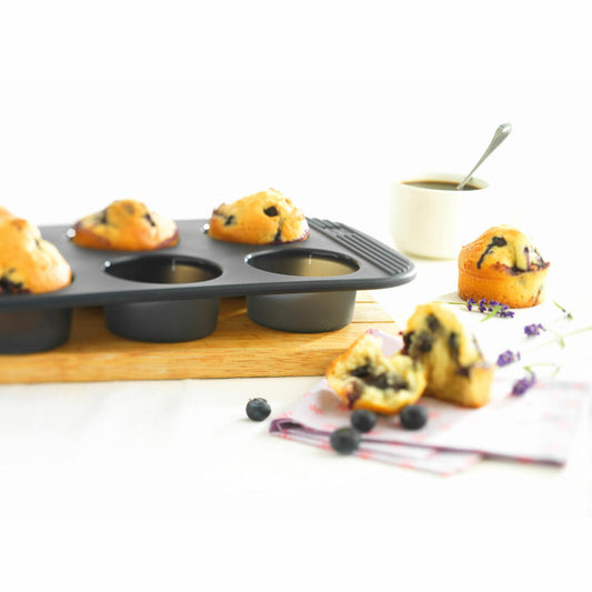 Mastrad Baking Pan for 9 Mini Muffins, Pastry Mold, Baking Tray, Silicone Mold, Silicone, Gray Transparent, F42014