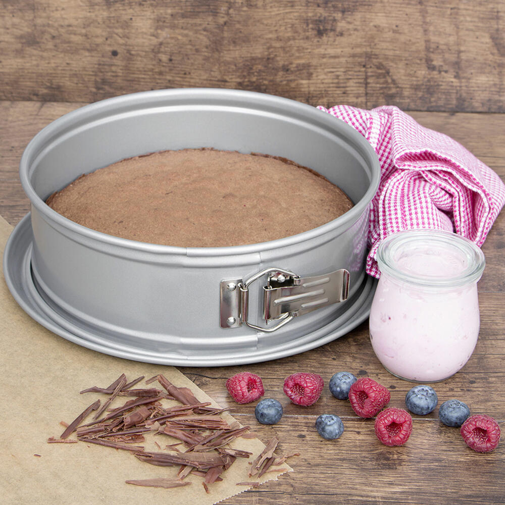 Städter We Love Baking Springform, mit Flachboden, Backform, Kuchenform, Kuchenbackform, Metall, Silber, Ø 28 cm, 661349