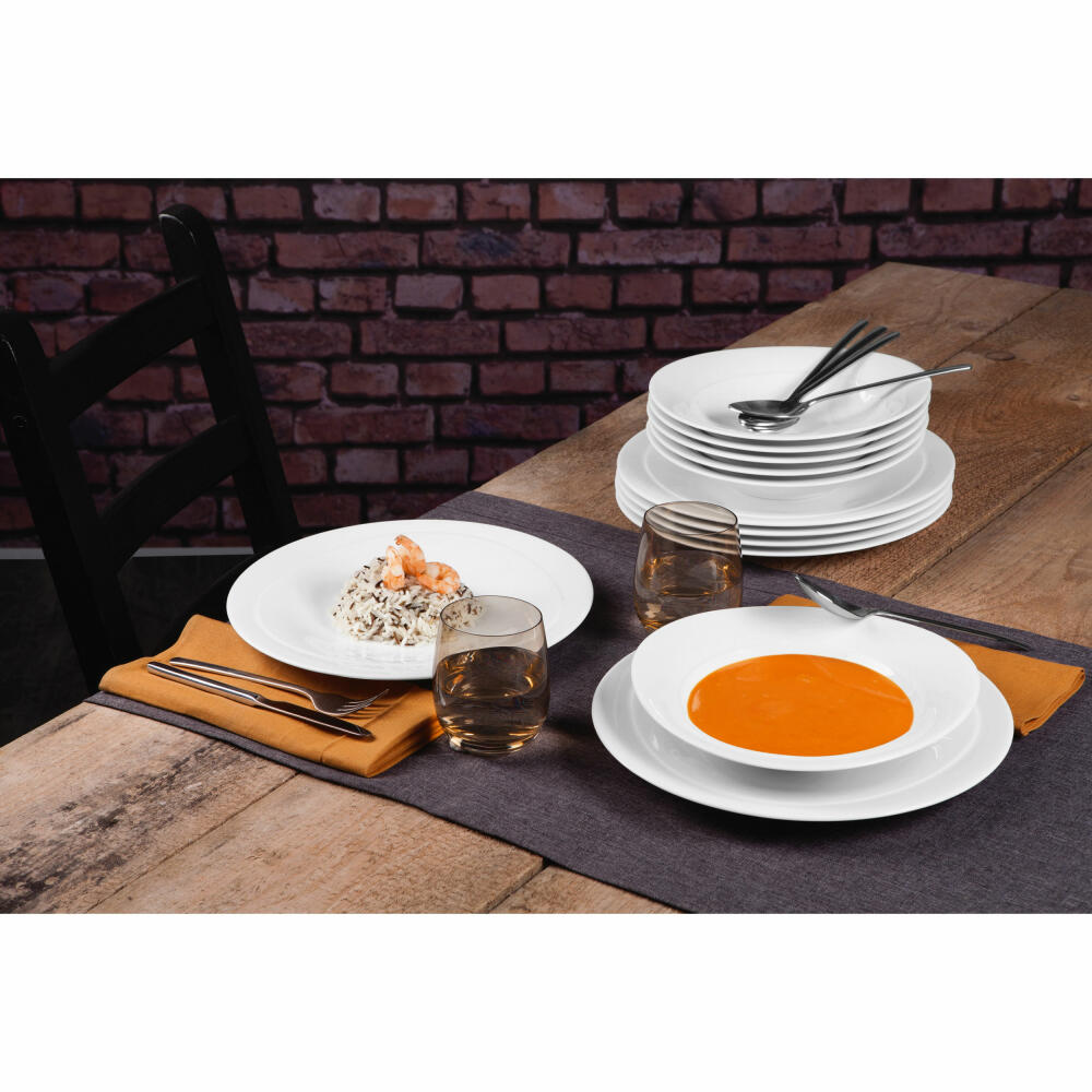 Seltmann Weiden Trio dinner service, 12-piece, dinner service, dinner service, plate set, hard porcelain, white, 1736894