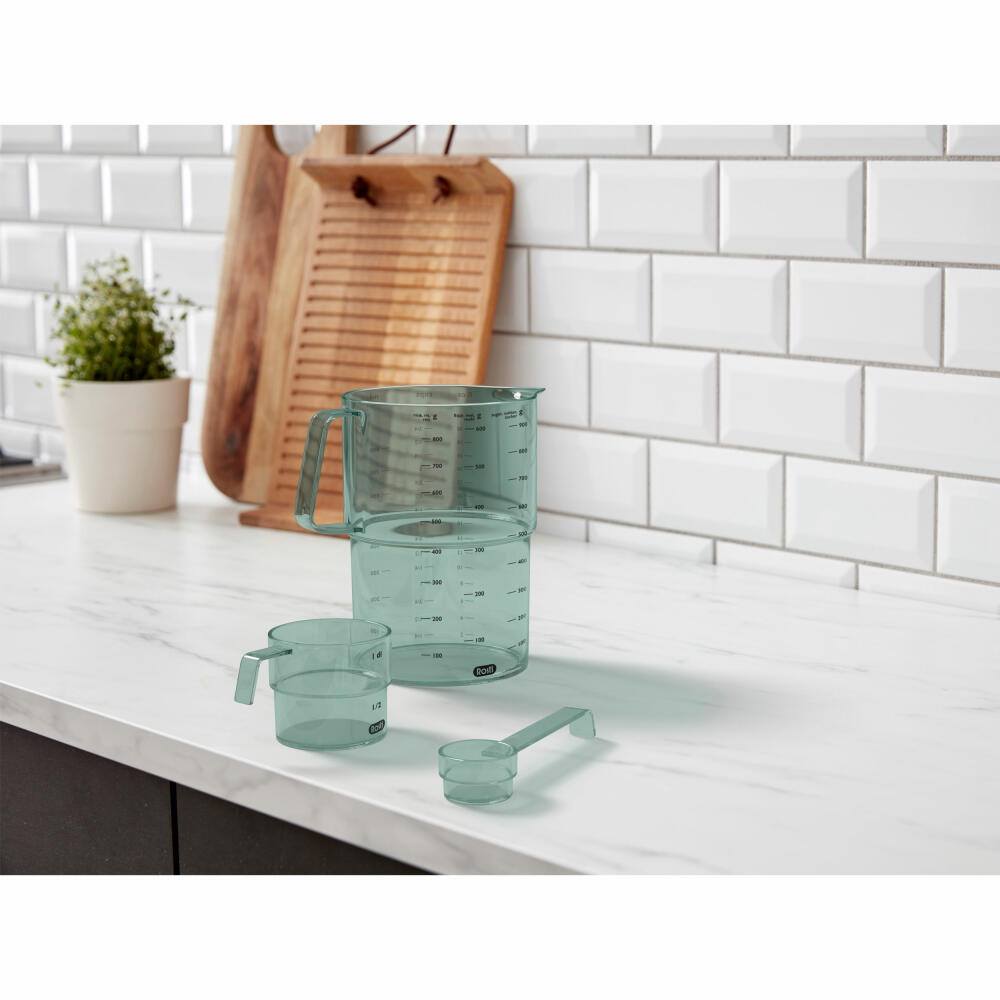 Rosti measuring set Mensura 3-piece, 2 measuring cups, measuring spoon, SAN plastic, Nordic Green, 25895