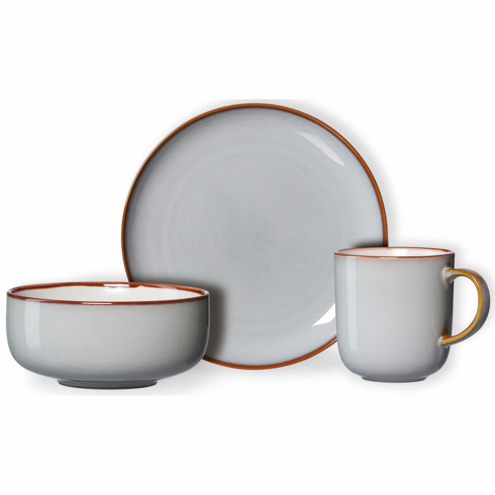 Ritzenhoff & Breker breakfast set Portofino, 12 pcs., breakfast service, tableware set, service, stoneware, gray, 420142