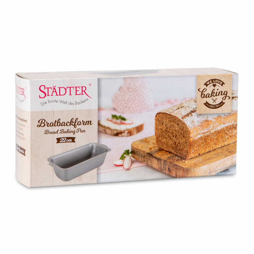 Städter We Love Baking Brotbackform, Brot Backform, Kastenform, Kuchenform, Metall, 22 x 10 cm, 661257
