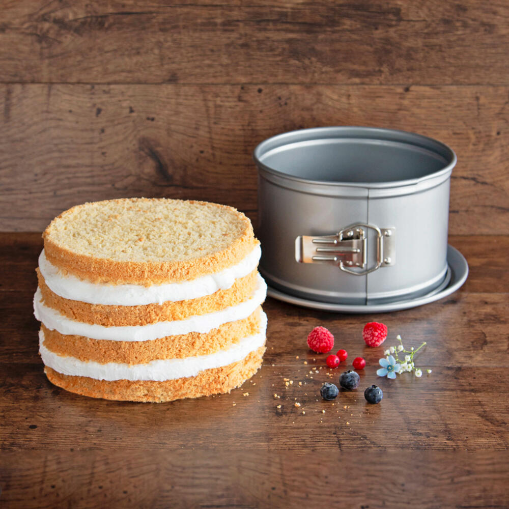 Städter We Love Baking Springform, mit Flachboden, Backform, Kuchenform, Kuchenbackform, Metall, Silber, Ø 18 cm, 661363