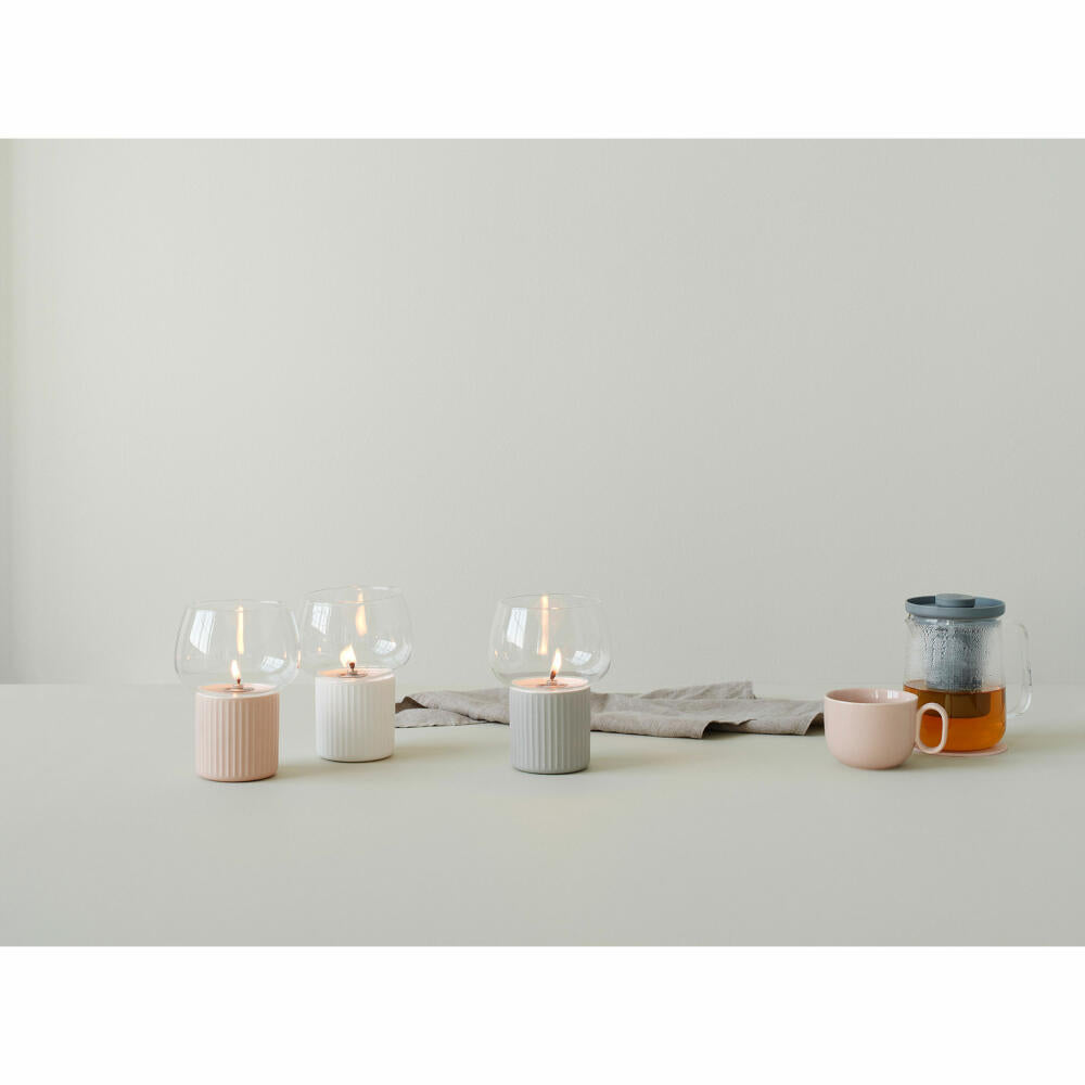 Rig-Tig lantern Hygge Hurricane, candle holder, borosilicate glass, ceramic, grey, H 16 cm, Z00137-2