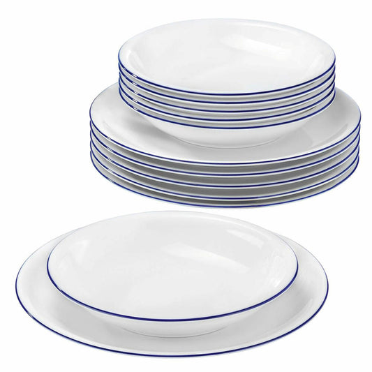 Seltmann Weiden Compact Blaurand dinner service, tableware set, service, tableware set, porcelain, blue, 12 pcs., 1718873