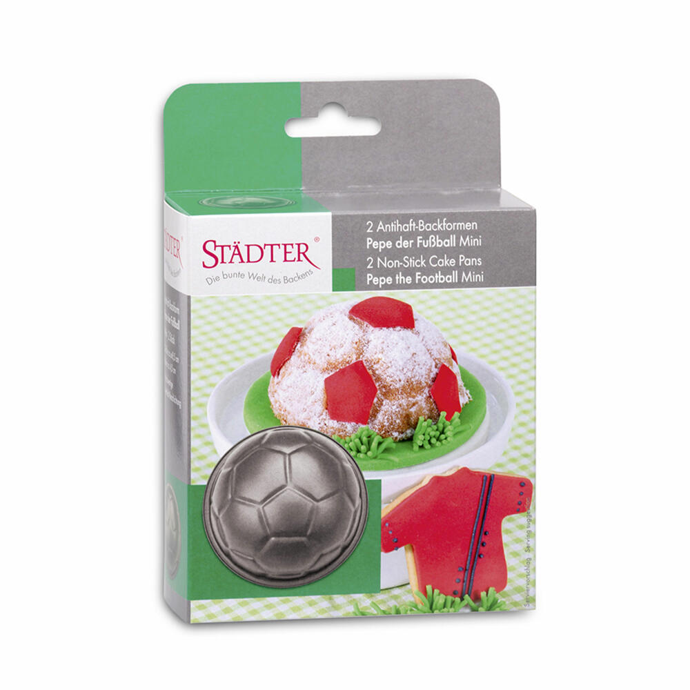 Städter Motivbackform Pepe der Fußball Mini, 2er Set, Backform, Kuchenform, Metall, Ø 8.5 cm, 614055