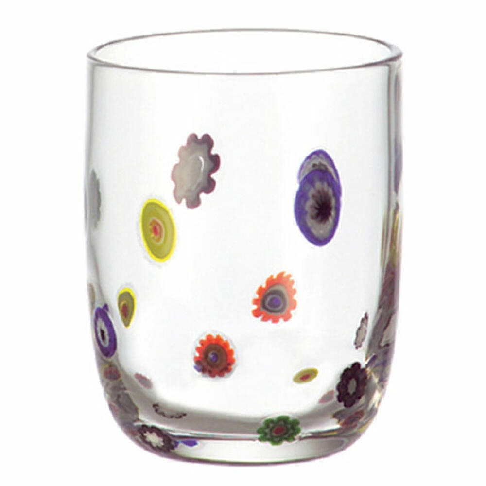 Leonardo Millefiori Becher Klein 2er Set, Trinkglas, Wasserglas, Whiskyglas, Glasbecher, Glas, 455 ml, 86426