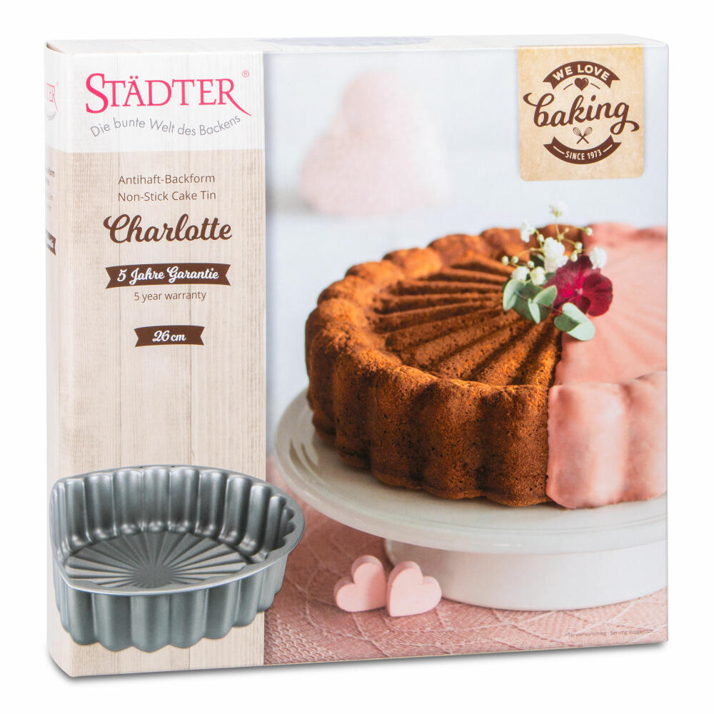Städter Charlotte We-Love-Baking, baking pan, cake pan, metal, silver, 26 cm, 661493