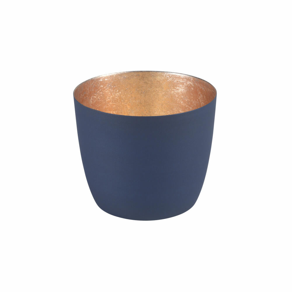 Gift Company Windlicht Madras M, Teelichthalter, Kerzenhalter, Eisen, Midnight Blue / Gold, H 8.5 cm, 77926