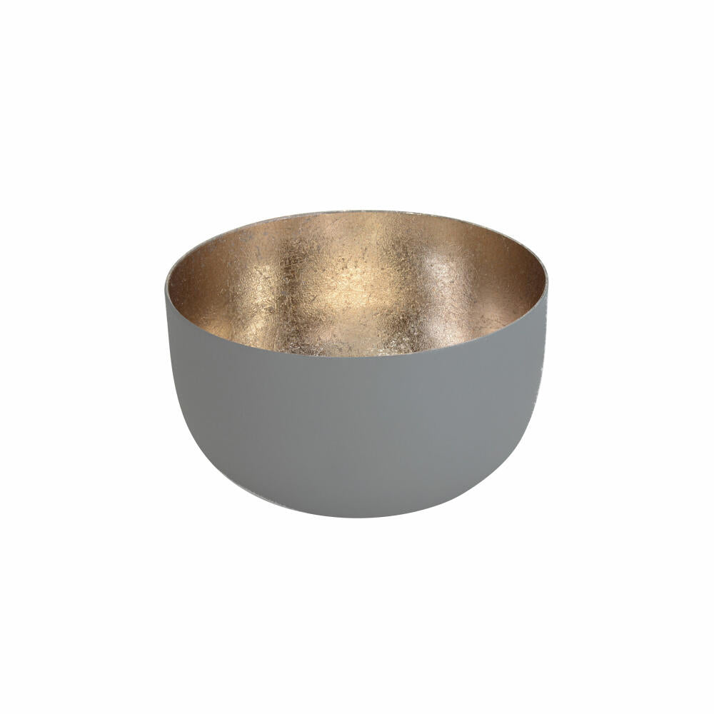 Gift Company Windlicht Madras S, Teelichthalter, Kerzenhalter, Eisen, Cool Grey / Gold, H 5 cm, 76734