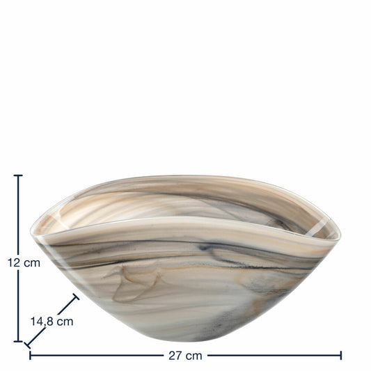 Leonardo Bowl Alabastro, Bowl, Decorative Bowl, Glass, Beige / Black, 27 x 15 cm, 026793