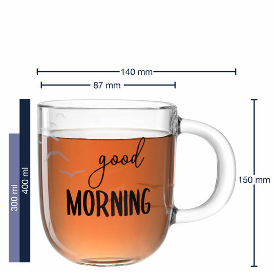 Leonardo cup Ufficio good Morning, coffee cup, mug, glass cup, soda-lime glass, 400 ml, 047079