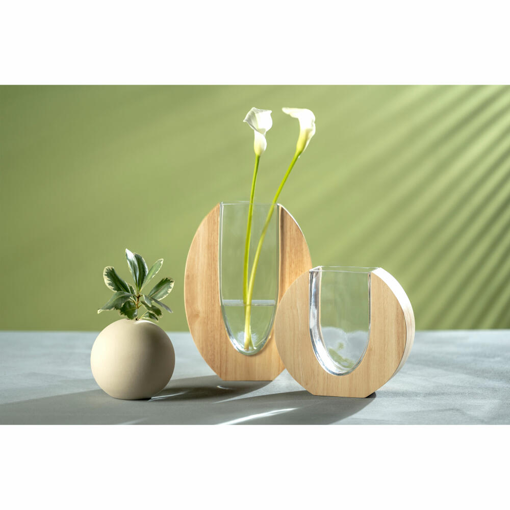 Leonardo Vase Legno, decorative vase, flower vase, table vase, glass / wood, H 28 cm, 025655