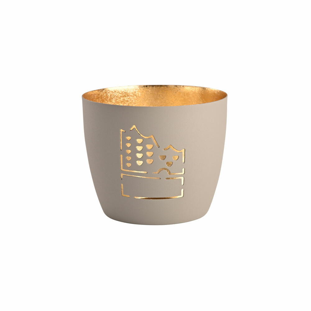Gift Company Windlicht Madras Elbphilharmonie M, Teelichthalter, Kerzenhalter, Eisen, Flannel / Gold, H 8.5 cm, 1144304030