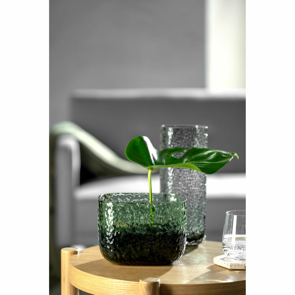 Leonardo Vase Martello, decorative vase, flower vase, plant bowl, glass, green, H 13 cm, 033200